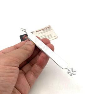Pince à épiler en acier inoxydable à pointe fine en fibre, logo personnalisé, impression, outil de beauté, 90 degrés, blanc flocon de neige, OEM - Product Image 2