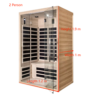Sala de sauna infrarroja de espectro completo de madera de cicuta sólida interior de diseño moderno con función de vapor seco