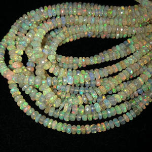 Perles rondes à facettes en opale éthiopienne jaune de qualité AAA + perles en vrac de pierres précieuses semi-précieuses d'opale en gros pour la fabrication de bijoux - Product Image 3