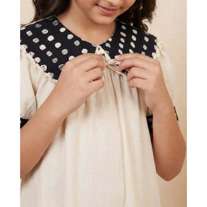 Bugandbees – robe trapèze en coton pour filles, avec col Peter Pan à pois, manches courtes, Mini robe d'été mignonne pour enfants - Product Image 2