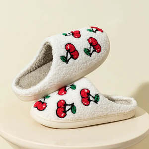 Fluffy Chaussons with Petite Cherry Design Mignons <b>Small</b> EVA Outsole - Product Image 4
