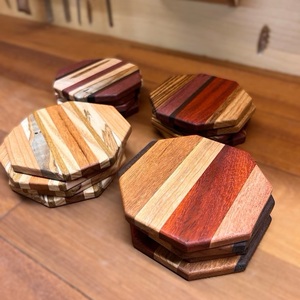 Hexagon Shape Highest Sell Walnut <b>Coasters</b> Wooden& Polished - Product Image 1