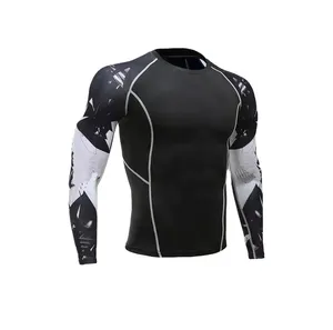 Vêtements de compression à manches longues pour hommes, avec fermeture à glissière avant, pour le surf et la salle de sport, avec protection contre les éruptions pour utilisation MMA - Product Image 2