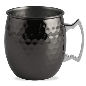 <b>Black</b> Finished Metal Moscow Mule <b>Mug</b> with Handle Eco-Friendly Hammered Design for Bars Hotels & Parties - Product Image 1