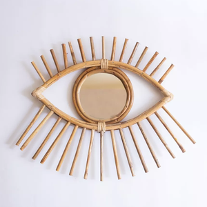 Espejo malvado de ratán tejido a mano, decoración de pared única para el hogar y el espacio de meditación - Product Image 4