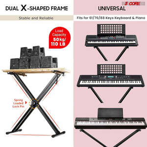 Support de clavier 5 cœurs double en X réglable pliable portable pour claviers et contrôleurs DJ - Product Image 6