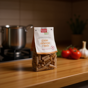 Pâtes de sarrasin Germ P.1/2Manic Mais SGM G250X6 6305 sans gluten, Mezze Maniche tubulaires séchées en sachet - Product Image 3