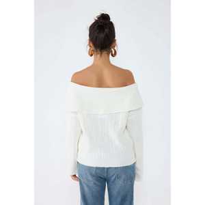 Suéter Casual de Manga Larga con Cuello de Lazo Tejido a Crochet 100% Acrílico - Product Image 4