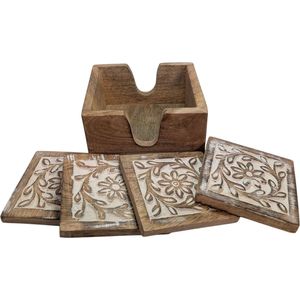 Eco-Friendly Mango Wood Coaster Set | Handmade Craft | Bulk Factory Direct - Product Image 1