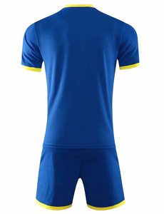 ชุดเครื่องแบบกีฬาเสื้อเจอร์ซีย์สีเหลืองสีฟ้าชุดทีมฟุตบอลแบบนุ่มใส่สบายชุดฝึกฟุตบอลแขนสั้นผู้ผลิต OEM - Product Image 2