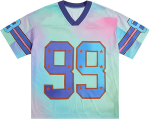 Camiseta de malla de fútbol americano con número y logotipo Camiseta de práctica de fútbol Camiseta de fútbol de malla de práctica de jugador de juego - Product Image 1