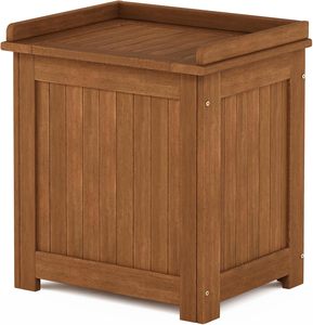 Solid Wood Outdoor <b>Storage</b> Box with Hinged Lid, Garden Deck Box for Patio <b>Cushion</b> <b>Storage</b> - Product Image 4