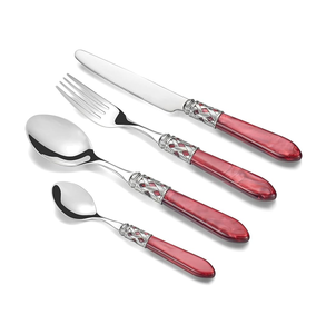 Juego de cubiertos de acero más vendidos con mango de resina para cocina y mesa Juego de vajilla de acero con espejo a precio mayorista - Product Image 2