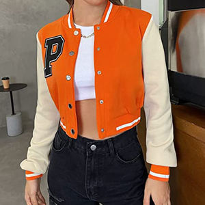 แจ็กเก็ตผ้าซาตินสำหรับผู้หญิงแจ็คเก็ตบอมเบอร์เลตเตอร์สำหรับฤดูหนาว - Product Image 4