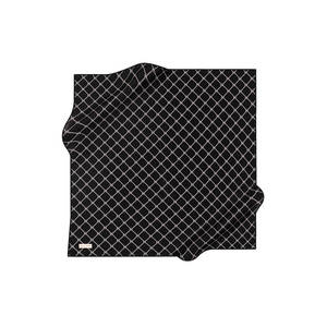 Black Floral Cotton Square Scarf with Cage Pattern - Product Image 2