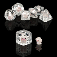 Ensemble de dés DnD 16 mm très vendus, dés en résine avec figurine de cochon à l'intérieur, dés DnD personnalisés pour les jeux de rôle Dungeons and Dragons TTRPG