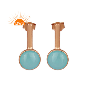 ต่างหูพลอยคาลซิโดนีชุบทองสีโรสเตอร์เงินต่างหูแบบปรับแต่งได้สำหรับผู้หญิง - Product Image 1