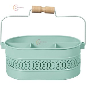 Hot Selling Awesome Galvanized Utensils Holder Fancy Green Color New Look Handmade Oval Shape Metal Caddy Tool <b>For</b> Kitchenware - Product Image 6