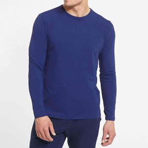 T-shirt décontracté en jersey imprimé de haute qualité pour hommes, col à manches longues, caractéristique respirante, grande taille, design uni vierge-Vente en gros - Product Image 1