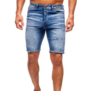 Pantaloncini invernali Casual in denim da uomo in cotone 100% Shorts in cotone traspirante per allenamento in palestra e corsa a buon mercato