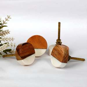 Pomo de Puerta de Piedra de Mármol y Madera Redondo, Color, Forma y Tamaño Personalizados, Hecho en India - Product Image 1
