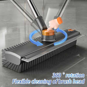 Brosse de nettoyage en acier inoxydable et plastique avec long manche pour un nettoyage facile des sols, tapis, murs et patios – Conception portable - Product Image 6