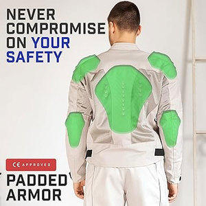Veste de motard grise Air Mesh pour homme avec protection blindée CE Léger Dual Sport Motorbike Gear Respirant Feature - Product Image 6