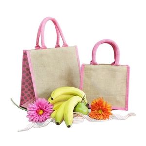 Sac en jute rouge personnalisé de qualité supérieure avec fenêtre Sac cadeau imprimé personnalisé à vendre - Product Image 3
