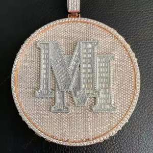 จี้เหรียญอักษร MI ประดับเพชรโมอิสซาไนต์ VVS สไตล์ฮิปฮอป ชุบทอง น่ารัก ทำจากเงินแท้ - Product Image 6