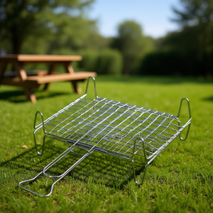 Polished Chrome A12737 Double <b>Mesh</b> Barbecue <b>Grill</b> with Steel Feet 37x27cm - Product Image 3