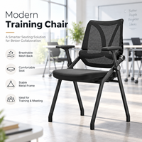 Chaise d'entraînement pliable confortable en maille avec dossier ergonomique et structure métallique pour salle de réunion et salle de classe