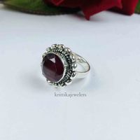 Bague classique en argent sterling 925, best-seller, sertie d'un rubis rouge, style statement, unisexe, pour mariages et fiançailles