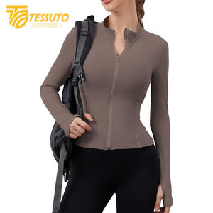 Women's Lightweight Long Sleeve UPF 50+ Hoodie Breathable Full Zip Winter Workout Sun Protection with <b>Stand</b> Collar - Product Image 4