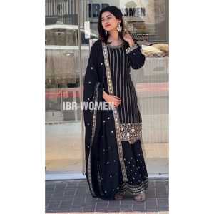 <b>FESTIVAL</b> SPECIAL SEQUENCE EMBROIDERY QUICK DRY HEAVY GEORGETTE FABRIC SALWAR KAMEEZ SET with <b>TOP</b> PLAZZO DUPATTA for PARTY - Product Image 1