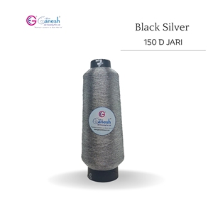 Jari ปัก150D ความดื้อรั้นสูงเอ็มเอสโพลีเอสเตอร์ชนิด Jari กับ lurex S และ ST Type เมทัลลิก150D Jari สีดำสีเงิน - Product Image 1
