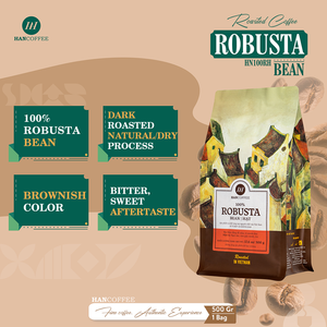 ฮันคอฟฟี่ เวียดนาม กาแฟโรบัสต้า 100% คั่วเต็มเมล็ด คั่วระดับกลาง รสช็อกโกแลตเข้ม OEM/ODM - Product Image 2