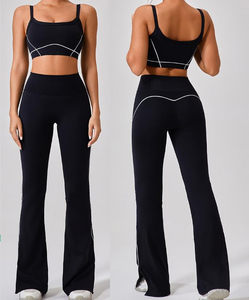 2 piezas de alta calidad con bolsillos Leggings Mujer Activewear Fitness & Yoga Wear Hombros inclinados Sujetador deportivo Gimnasio Fitness Sets - Product Image 2