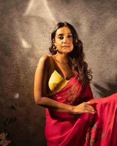 ชุดประจำชาติมาใหม่ชุดส่าหรีผ้าไหมลายดอกไม้สวยงามพิมพ์ดิจิตอลมือใหญ่คัตดานาแฟชั่นผู้หญิง - Product Image 4