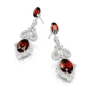 Boucles d'oreilles pendantes en argent sterling de forme ovale Jeulia Eternal Flame - Product Image 3