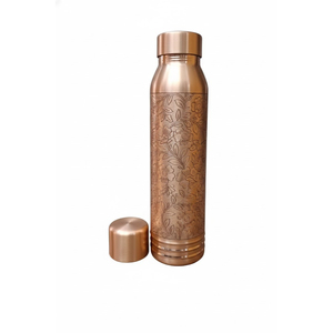 Copper <b>Water</b> <b>Bottle</b> Set Of 2 Handmade Ayurvedic Honeycomb Diamond Cut Design Leak-Proof <b>Black</b> & White Health Wellness Vessel - Product Image 6