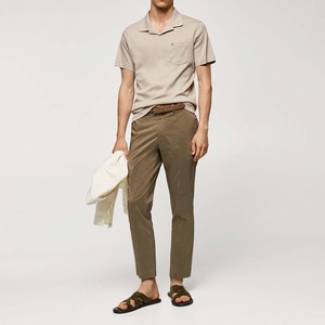 Tous les modèles OEM personnalisés de poche avant pour hommes décontractés en tissu jersey de fibre de bambou à manches courtes avec patte de boutonnage respirant et à séchage rapide - Product Image 1