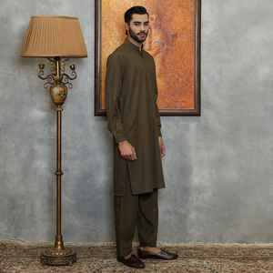 Service OEM ODM – Nouveauté : Ensemble 2 pièces Shalwar Kameez uni bordeaux pour homme, style Pathani afghan pakistanais, coupe classique, tenue musulmane - Product Image 2