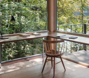 โต๊ะทำงานไม้จริงรูปทรงโค้งมน (แบบเรียว) - Product Image 4