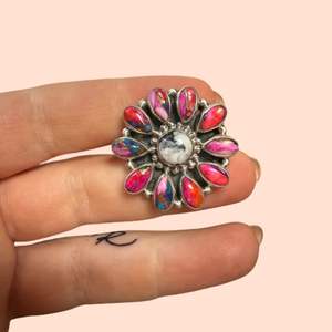 Joyería Vintage Pink Oyster Mohave Dahlia Anillo de plata 925 Plata Tribal Joyería de plata Joyería Bohemia Regalo para ella - Product Image 2