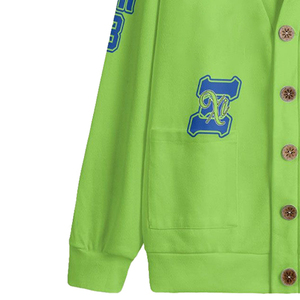 Theta Fraternity/Sorority Collegiate Style Winter Green Cardigan Fino bordado con cuello en V Lana/Chaqueta acrílica OutWear - Product Image 4