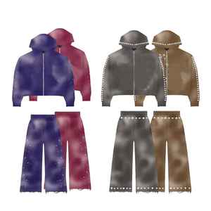 ชุดวอร์มผู้ชายประดับพลอยเทียมหลากสีดีไซน์แตกต่างกันและมีซิปปกตั้งมองเห็นได้ชัด - Product Image 5