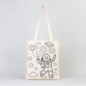 Sac fourre-tout Zeplin & Astronaut teintable 14 L x 16 H (35 cm x 40 cm) avec stylo feutre - Sac de rangement fonctionnel - Product Image 2