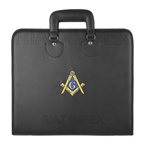 Maître maçon brodé emblème noir tablier chaîne collier étui poignée Art portefeuille sac de transport pour couture de croix - Product Image 1