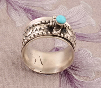 Bague rotative artisanale en argent sterling 925 avec améthyste taille poire sertie à griffes, style Vintage, thème 'La Belle au bois dormant', pour mariage, anniversaire et fête