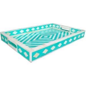 Bandeja de lujo con incrustaciones de hueso para decorar mesas de café a la mejor relación calidad-precio. Bandeja decorativa con incrustaciones de hueso de CRAFT ZONE EXPORT. - Product Image 5